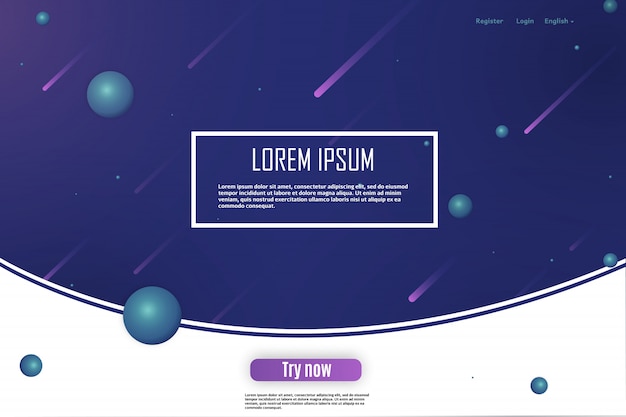Página de destino para el sitio web. Mínimas formas geométricas.