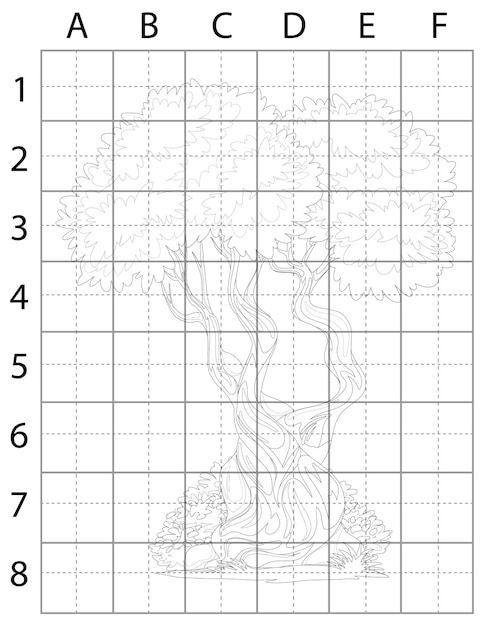 Página de dibujo de árbol, aprender a dibujar árbol, cómo dibujar árboles, vector de árbol