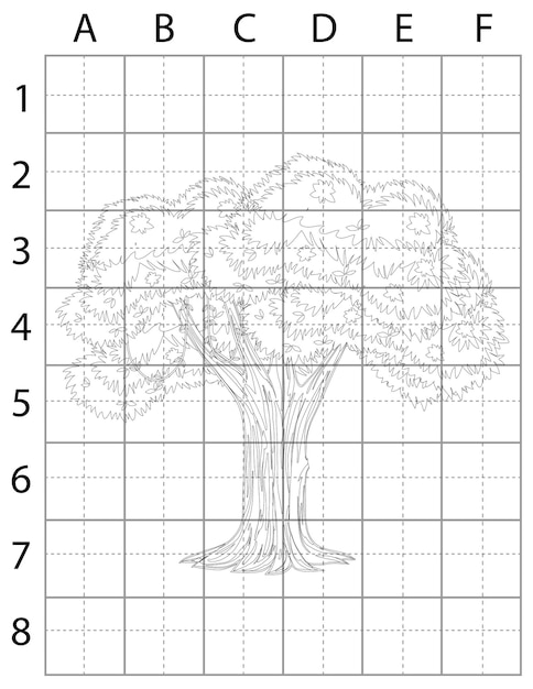 Página de dibujo de árbol, aprender a dibujar árbol, cómo dibujar árboles, vector de árbol