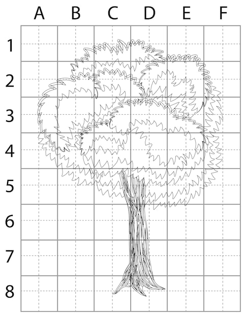 Página de dibujo de árbol, aprender a dibujar árbol, cómo dibujar árboles, vector de árbol