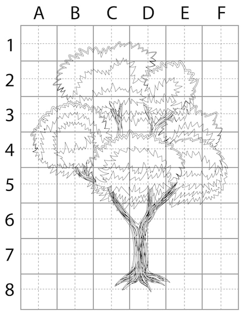 Vector página de dibujo de árbol, aprender a dibujar árbol, cómo dibujar árboles, vector de árbol