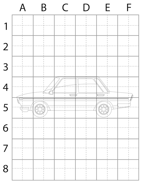 Página de dibujo de coche, página de dibujo de coche para libro, página de dibujo de coche para niños, coche blanco y negro, coche Vec