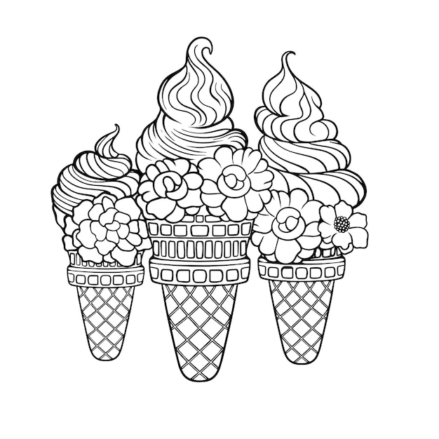 Vector página de dibujo de helado