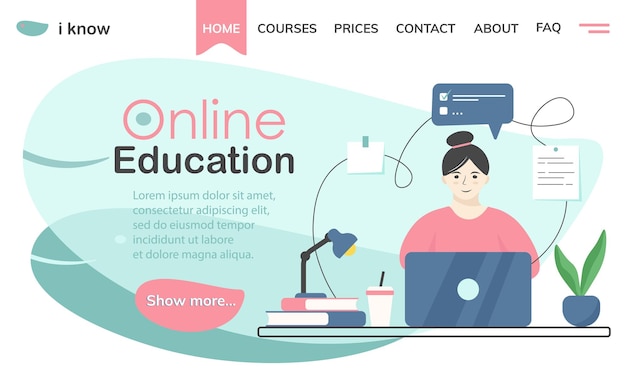 Página de educación en línea Ilustración del concepto de webinar vectorial gratuito