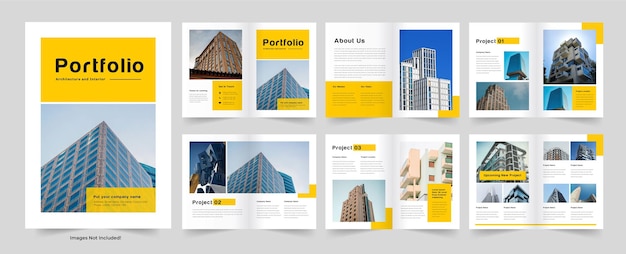Una página de una empresa llamada portfolio Arquitectura Plantilla de diseño de cartera