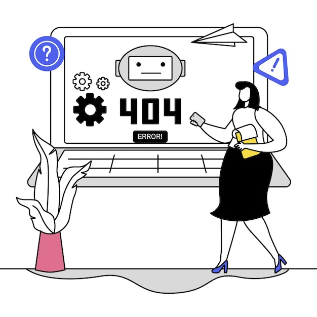 Página de error 404 no encontrada en la ilustración del sitio web
