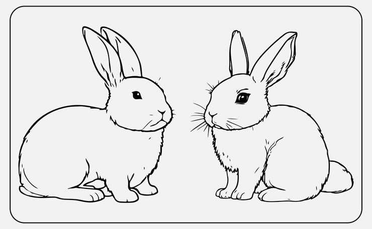 Vector página de ilustraciones de conejitos vectoriales simples para niños