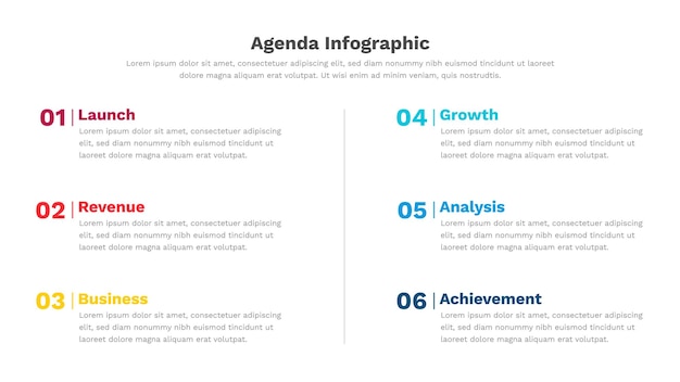 Una página con la infografía de la agenda de texto.