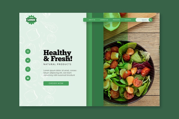 Página de inicio de alimentos saludables y bio