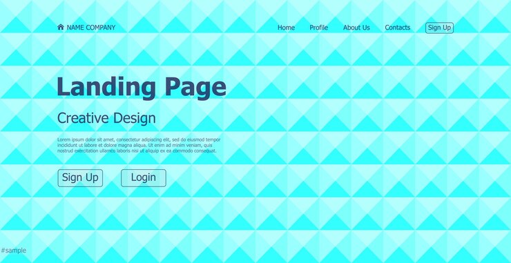 Vector página de inicio de aterrizaje plantilla geométrica azul aterrizaje página de negocios sitio web digital concepto de diseño de página de aterrizaje vector