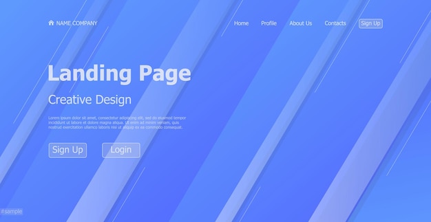 Página de inicio de aterrizaje plantilla de página de aterrizaje web azul concepto de diseño de página de aterrizaje de sitio web digital Vector