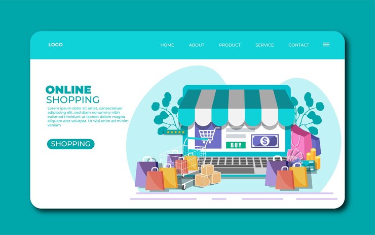Vector página de inicio de compras en línea de diseño plano de vector libre