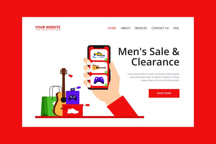 Vector página de inicio de compras en línea para hombres