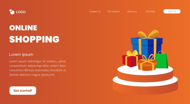 página de inicio de compras en línea de vector