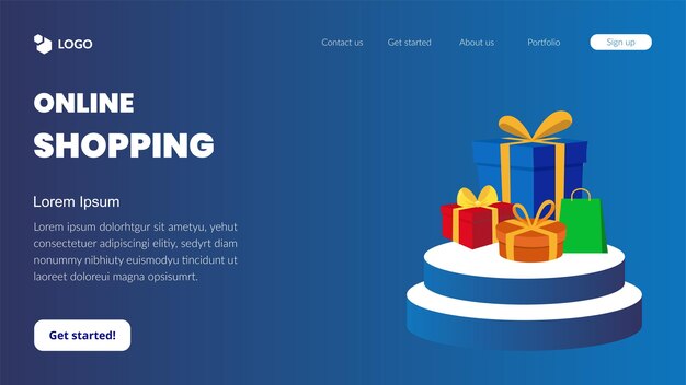 página de inicio de compras en línea de vector
