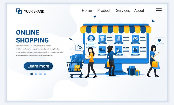 Vector página de inicio de compras en línea