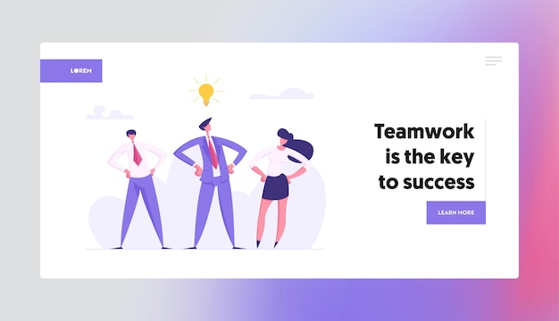 Página de inicio del concepto de cooperación de trabajo en equipo de negocios exitoso