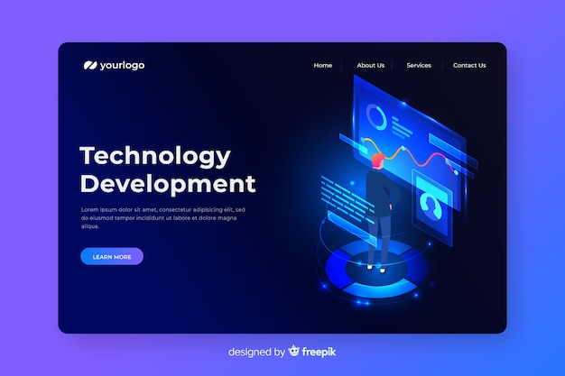 Vector página de inicio del concepto de desarrollo tecnológico