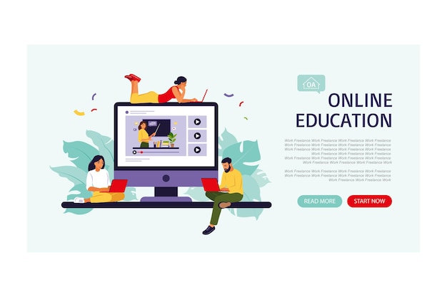 página de inicio del concepto de educación en línea