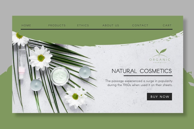Vector página de inicio de cosmética natural