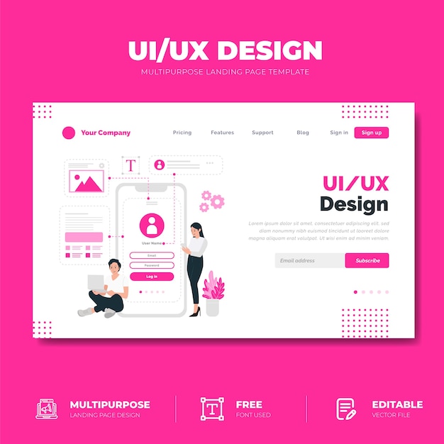 Vector página de inicio de diseño de ui / ux