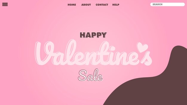 página de inicio de diseño de venta de san valentín. banner de venta del día de san valentín