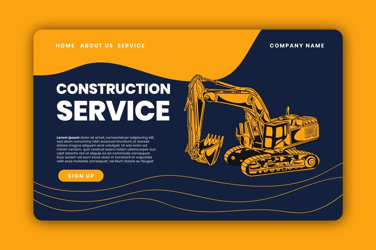 Vector página de inicio de excavadora de diseño moderno premium