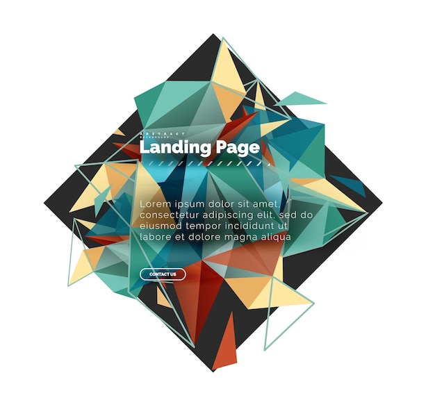 Página de inicio de fondo abstracto de diseño triangular Triángulos coloridos de estilo polivinílico bajo en blanco
