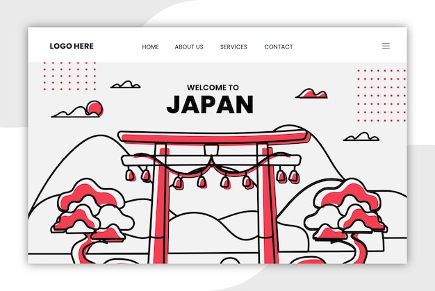 Página de inicio de ilustración de vector de punto de referencia de Japón