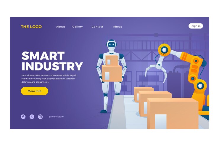 Vector página de inicio de la industria inteligente en diseño plano