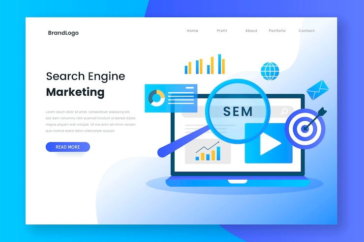 Vector página de inicio de marketing en buscadores