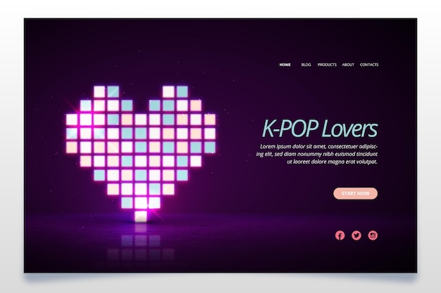 Vector página de inicio de música k-pop