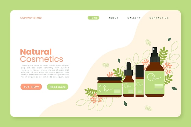 Vector página de inicio de nature cosmetics