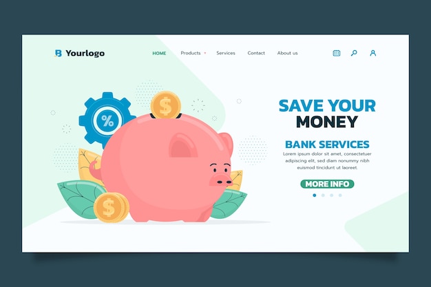 Página de inicio de negocios bancarios de diseño plano