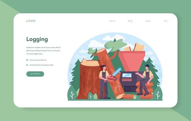 Página de inicio o banner web de la industria maderera y producción de madera. Inicio sesión