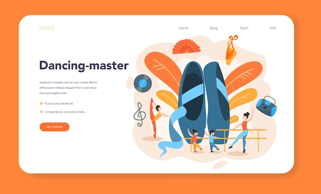 Página de inicio o banner web de profesor o coreógrafo de baile