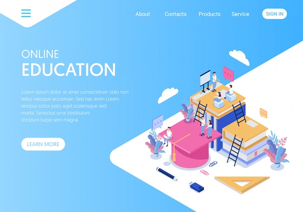 Página de inicio o plantilla web para agencias de educación en línea