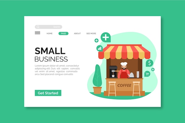 Vector página de inicio de pequeñas empresas