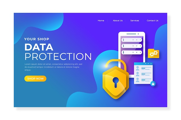 Vector página de inicio de protección de datos