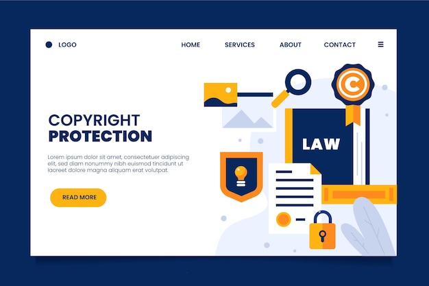 Vector página de inicio de protección de derechos de autor