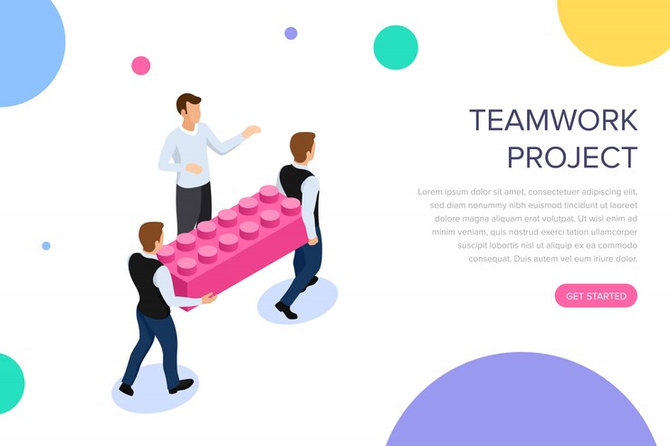 Vector página de inicio del proyecto de trabajo en equipo