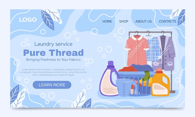 Vector página de inicio del servicio de lavandería de diseño plano
