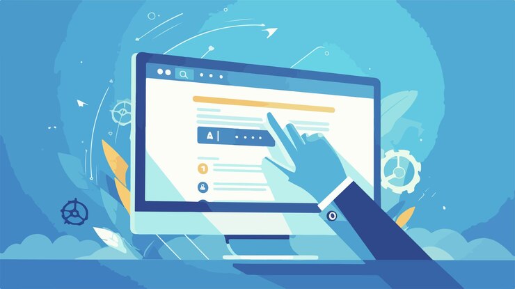 Vector página de inicio de sesión técnica con ilustración del cursor manual
