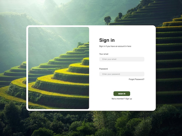 Página de inicio de sesión de viaje para el sitio web