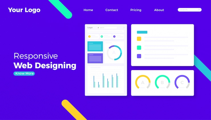 Vector página de inicio del sitio web de concepto de diseño web receptivo