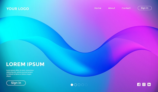 Página de inicio del sitio web con fondo colorido dinámico