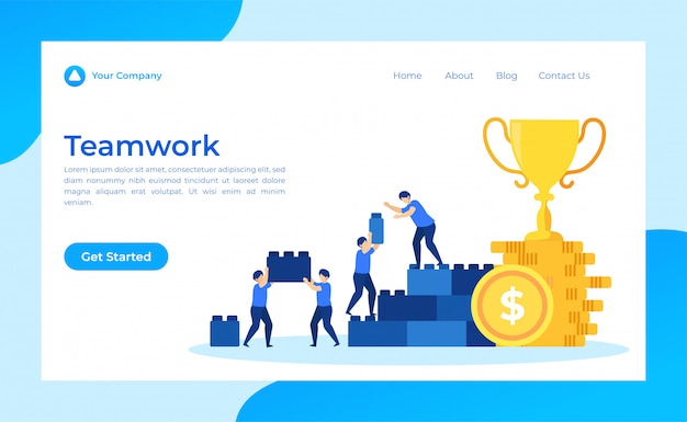 Vector página de inicio de trabajo en equipo