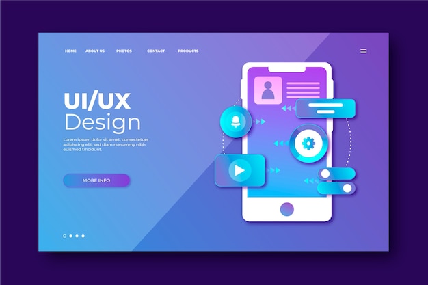 Página de inicio de ui / ux de degradado