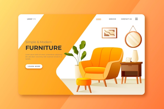 Página de inicio de venta de muebles degradados
