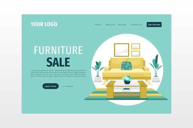 Vector página de inicio de venta de muebles